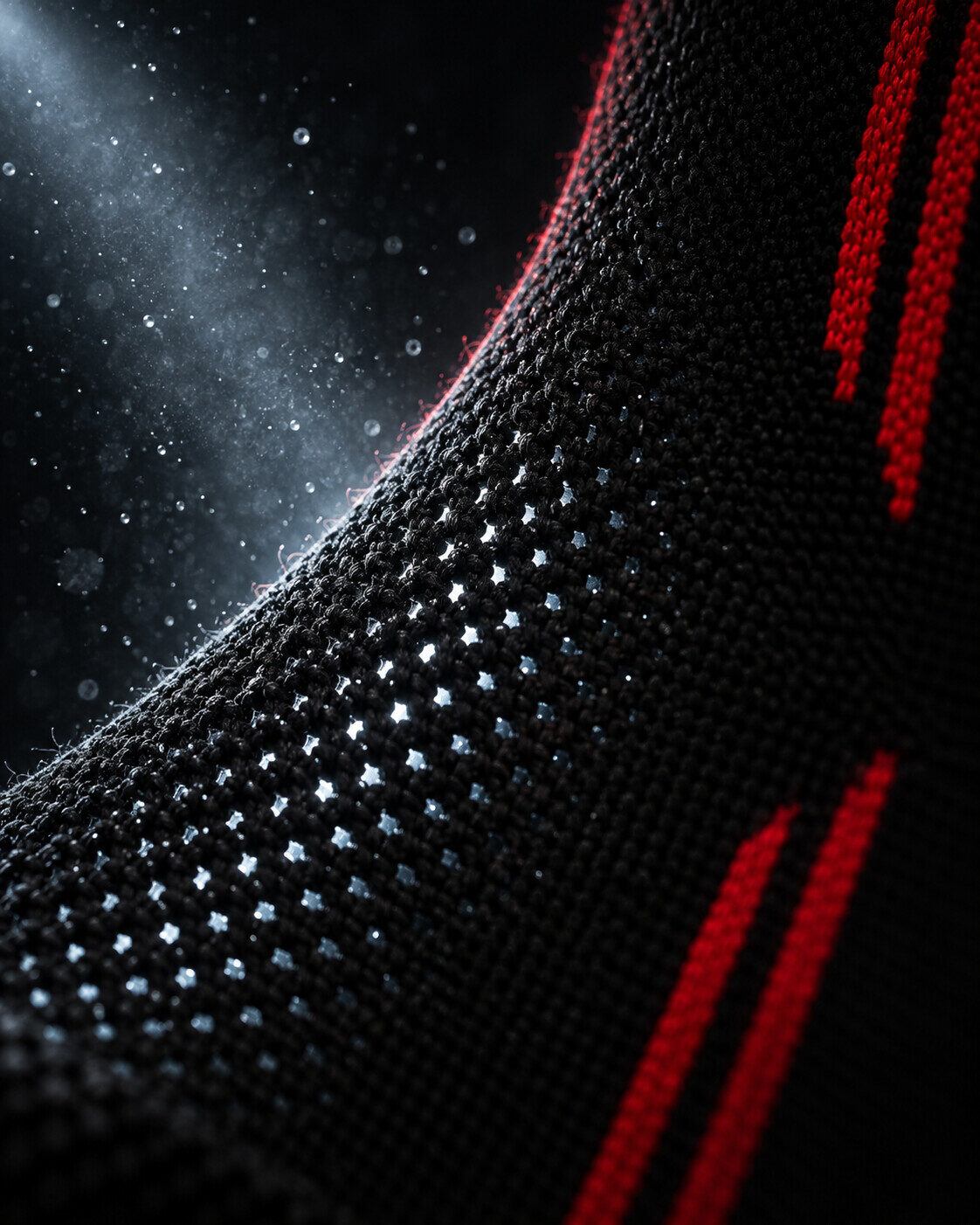 Backlit mesh fabric with fine perforated texture